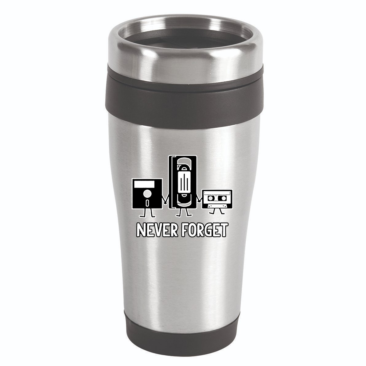 Never Forget Vintage Floppy Disk Vhs Tape 90s 80s Cassette 16oz Travel Tumbler
