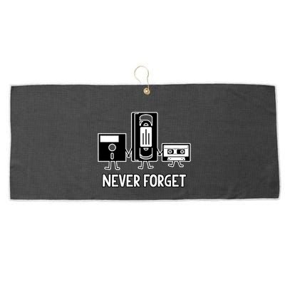 Never Forget Vintage Floppy Disk Vhs Tape 90s 80s Cassette Large Microfiber Waffle Golf Towel