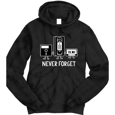 Never Forget Vintage Floppy Disk Vhs Tape 90s 80s Cassette Tie Dye Hoodie