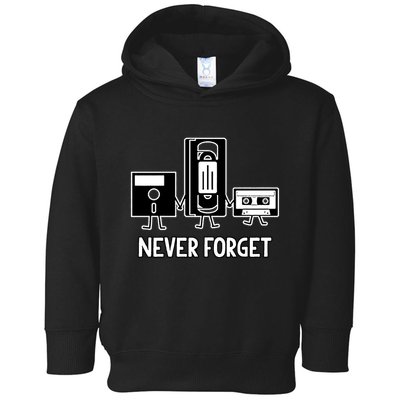 Never Forget Vintage Floppy Disk Vhs Tape 90s 80s Cassette Toddler Hoodie