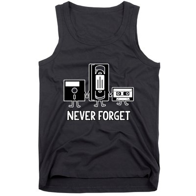 Never Forget Vintage Floppy Disk Vhs Tape 90s 80s Cassette Tank Top