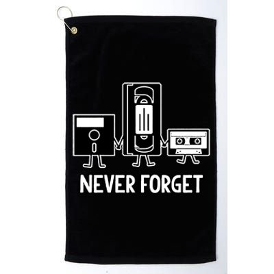 Never Forget Vintage Floppy Disk Vhs Tape 90s 80s Cassette Platinum Collection Golf Towel