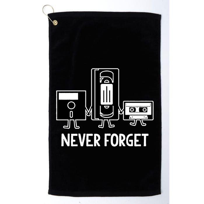 Never Forget Vintage Floppy Disk Vhs Tape 90s 80s Cassette Golf Towel