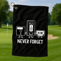 Never Forget Vintage Floppy Disk Vhs Tape 90s 80s Cassette Golf Towel