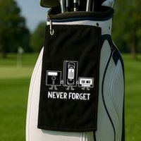 Never Forget Vintage Floppy Disk Vhs Tape 90s 80s Cassette Golf Towel