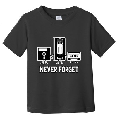 Never Forget Vintage Floppy Disk Vhs Tape 90s 80s Cassette Toddler T-Shirt