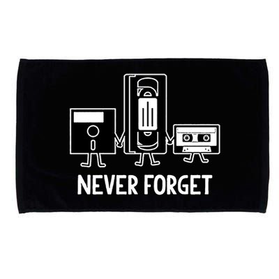 Never Forget Vintage Floppy Disk Vhs Tape 90s 80s Cassette Microfiber Hand Towel