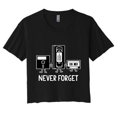 Never Forget Vintage Floppy Disk Vhs Tape 90s 80s Cassette Crop Top