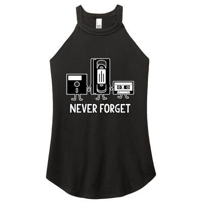 Never Forget Vintage Floppy Disk Vhs Tape 90s 80s Cassette Women's Perfect Tri Rocker Tank