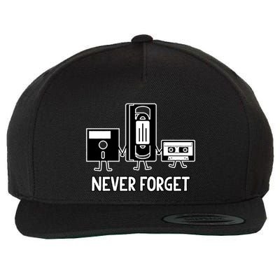 Never Forget Vintage Floppy Disk Vhs Tape 90s 80s Cassette Wool Snapback Cap