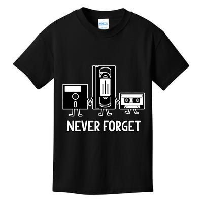 Never Forget Vintage Floppy Disk Vhs Tape 90s 80s Cassette Kids T-Shirt