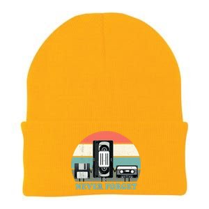 Never Forget VHS, Cassette, Floppy Disc Old School Retro Knit Cap Winter Beanie