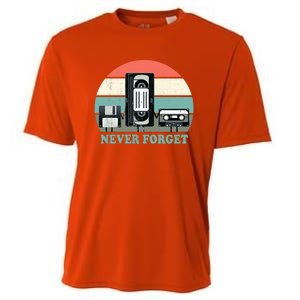 Never Forget VHS, Cassette, Floppy Disc Old School Retro Cooling Performance Crew T-Shirt