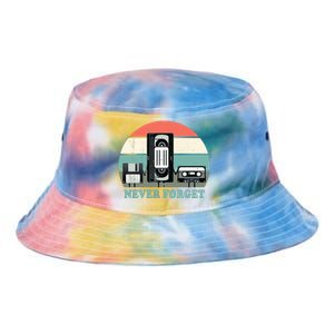 Never Forget VHS, Cassette, Floppy Disc Old School Retro Tie Dye Newport Bucket Hat