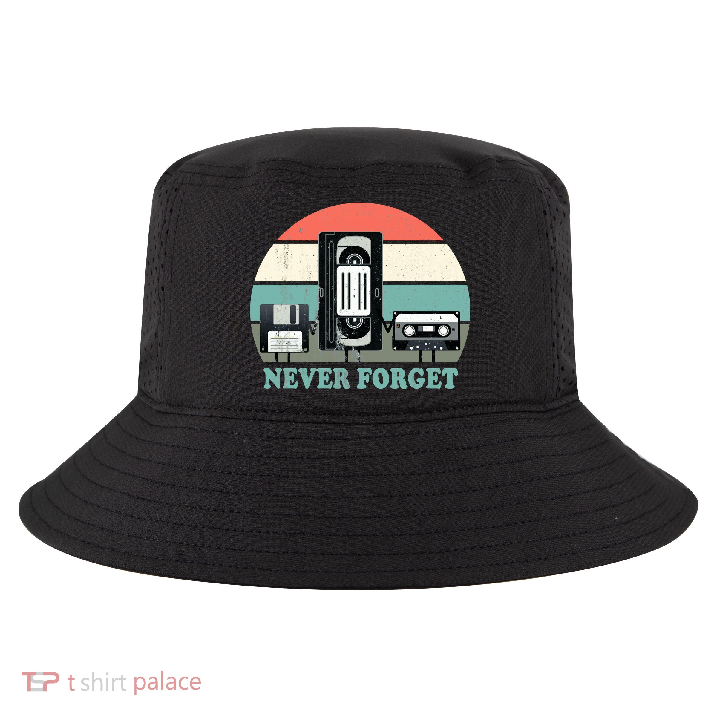Never Forget VHS, Cassette, Floppy Disc Old School Retro Cool Comfort Performance Bucket Hat