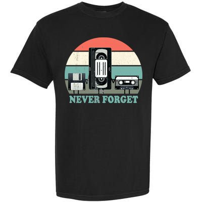 Never Forget VHS, Cassette, Floppy Disc Old School Retro Garment-Dyed Heavyweight T-Shirt