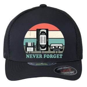 Never Forget VHS, Cassette, Floppy Disc Old School Retro Flexfit Unipanel Trucker Cap