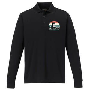 Never Forget VHS, Cassette, Floppy Disc Old School Retro Performance Long Sleeve Polo