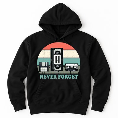 Never Forget VHS, Cassette, Floppy Disc Old School Retro Hoodie