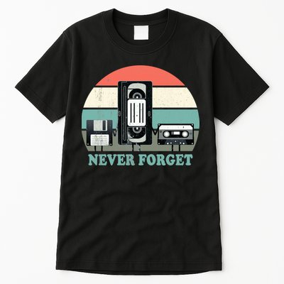 Never Forget VHS, Cassette, Floppy Disc Old School Retro Tall T-Shirt