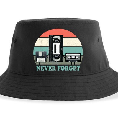 Never Forget VHS, Cassette, Floppy Disc Old School Retro Sustainable Bucket Hat