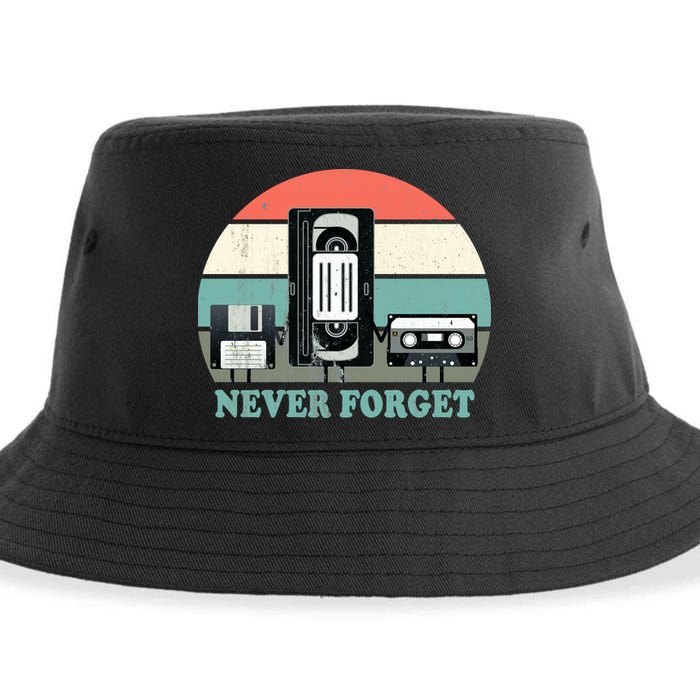 Never Forget VHS, Cassette, Floppy Disc Old School Retro Sustainable Bucket Hat