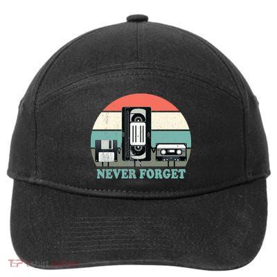 Never Forget VHS, Cassette, Floppy Disc Old School Retro 7-Panel Snapback Hat