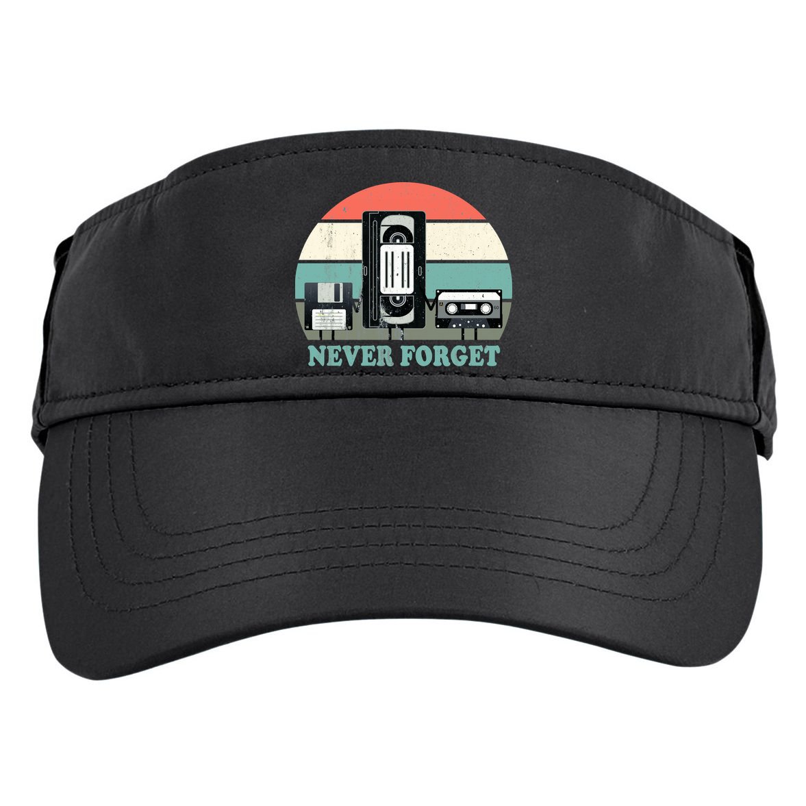 Never Forget VHS, Cassette, Floppy Disc Old School Retro Adult Drive Performance Visor