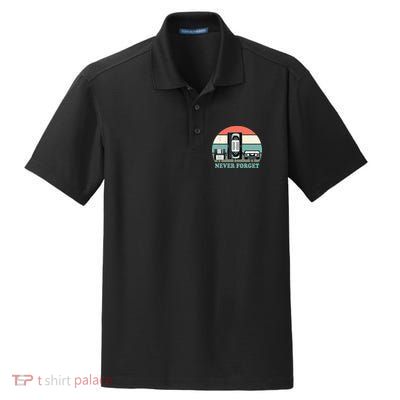 Never Forget VHS, Cassette, Floppy Disc Old School Retro Dry Zone Grid Polo