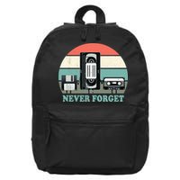 Never Forget VHS, Cassette, Floppy Disc Old School Retro 16 in Basic Backpack