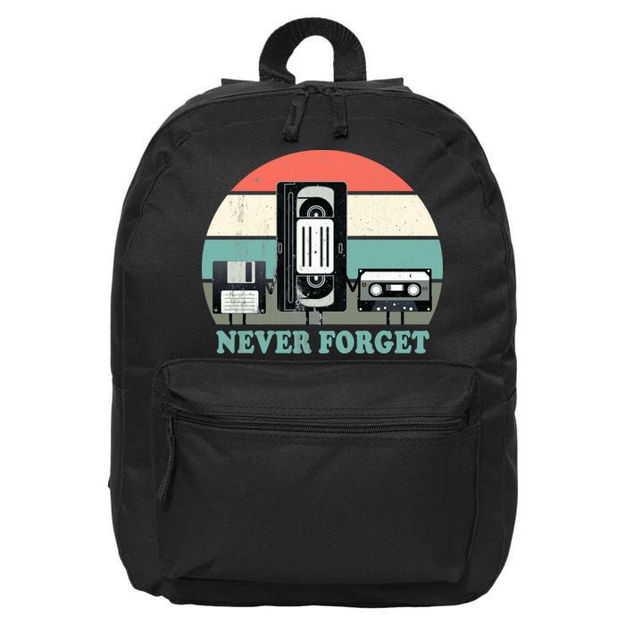 Never Forget VHS, Cassette, Floppy Disc Old School Retro 16 in Basic Backpack