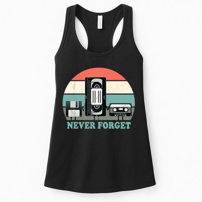 Never Forget VHS, Cassette, Floppy Disc Old School Retro Womens Tank Top