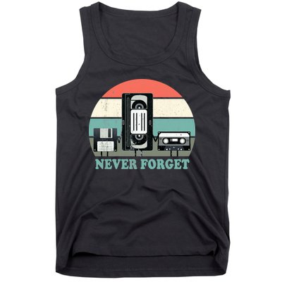 Never Forget VHS, Cassette, Floppy Disc Old School Retro Tank Top