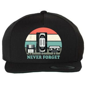 Never Forget VHS, Cassette, Floppy Disc Old School Retro Wool Snapback Cap