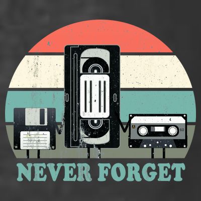 Never Forget VHS, Cassette, Floppy Disc Old School Retro T-Shirt