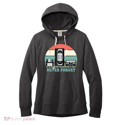 Never Forget VHS, Cassette, Floppy Disc Old School Retro Women's Fleece Hoodie