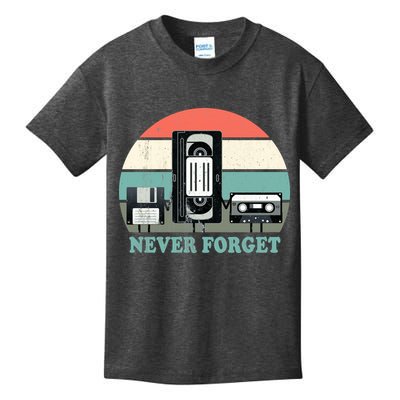 Never Forget VHS, Cassette, Floppy Disc Old School Retro Kids T-Shirt