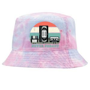 Never Forget VHS, Cassette, Floppy Disc Old School Retro Tie-Dyed Bucket Hat