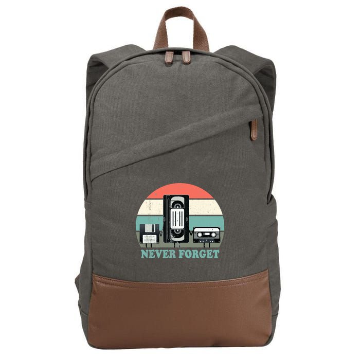 Never Forget VHS, Cassette, Floppy Disc Old School Retro Cotton Canvas Backpack