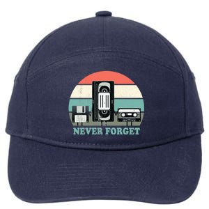 Never Forget VHS, Cassette, Floppy Disc Old School Retro 7-Panel Snapback Hat