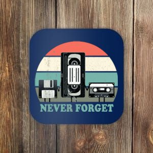 Never Forget VHS, Cassette, Floppy Disc Old School Retro Coaster