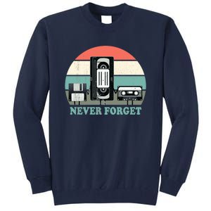 Never Forget VHS, Cassette, Floppy Disc Old School Retro Tall Sweatshirt