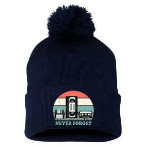 Never Forget VHS, Cassette, Floppy Disc Old School Retro Pom Pom 12in Knit Beanie