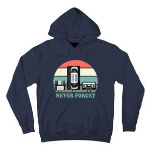 Never Forget VHS, Cassette, Floppy Disc Old School Retro Tall Hoodie