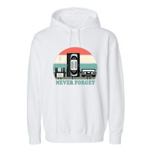 Never Forget VHS, Cassette, Floppy Disc Old School Retro Garment-Dyed Fleece Hoodie