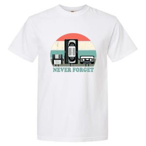 Never Forget VHS, Cassette, Floppy Disc Old School Retro Garment-Dyed Heavyweight T-Shirt