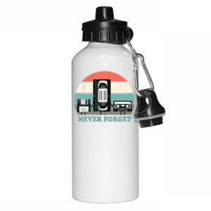 Never Forget VHS, Cassette, Floppy Disc Old School Retro Aluminum Water Bottle