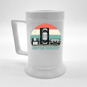 Never Forget VHS, Cassette, Floppy Disc Old School Retro Beer Stein