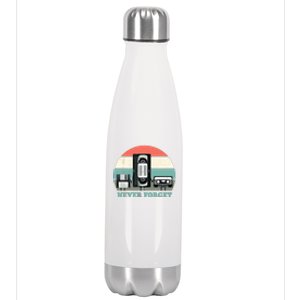 Never Forget VHS, Cassette, Floppy Disc Old School Retro Stainless Steel Insulated Water Bottle