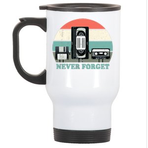 Never Forget VHS, Cassette, Floppy Disc Old School Retro Stainless Steel Travel Mug